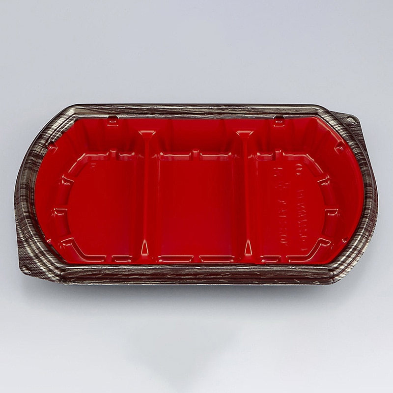 シーピー化成 弁当容器　BFN味音　本体 26-1 銀木赤 50枚/袋（ご注文単位12袋）【直送品】