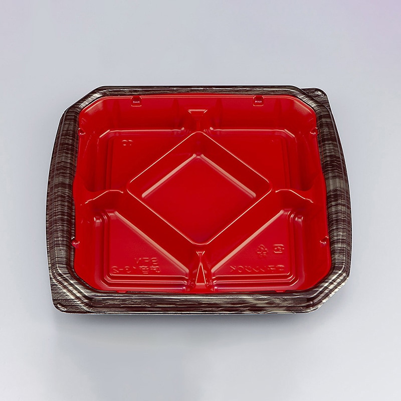 シーピー化成 弁当容器　BFN味音　本体 13-2 銀木赤 50枚/袋（ご注文単位8袋）【直送品】