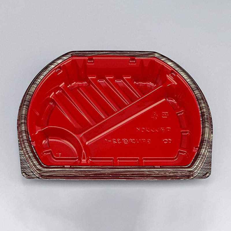 シーピー化成 弁当容器 BFN味音 本体 32-1 銀木赤 50枚/袋(ご注文単位12袋)【直送品】