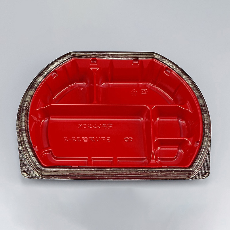 シーピー化成 弁当容器 BFN味音 本体 32-2 銀木赤 50枚/袋(ご注文単位12袋)【直送品】