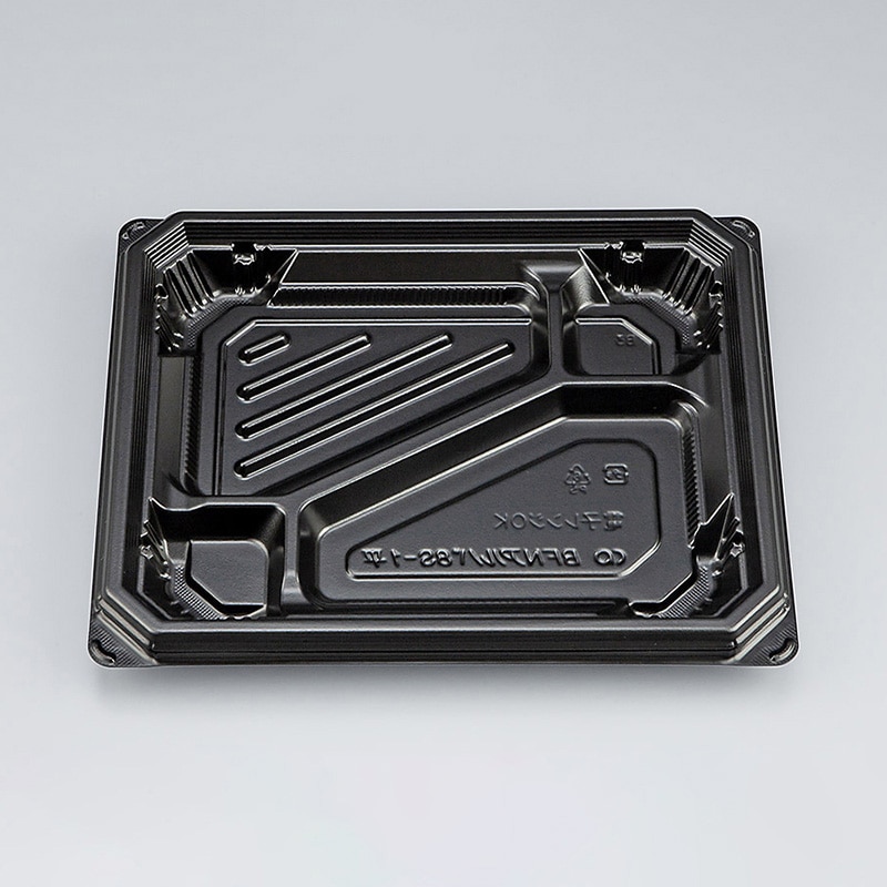 シーピー化成 弁当容器 BFNアルバ 本体 8S-1平 黒 50枚/袋(ご注文単位12袋)【直送品】