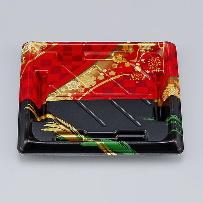 シーピー化成 寿司容器 SF美角 本体 23 丹心赤 50枚/袋(ご注文単位18袋)【直送品】