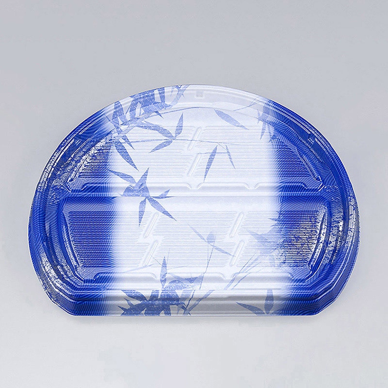 シーピー化成 刺身容器 UFハカマ板半月段 本体 5 すず葉青 50枚/袋（ご注文単位8袋）【直送品】