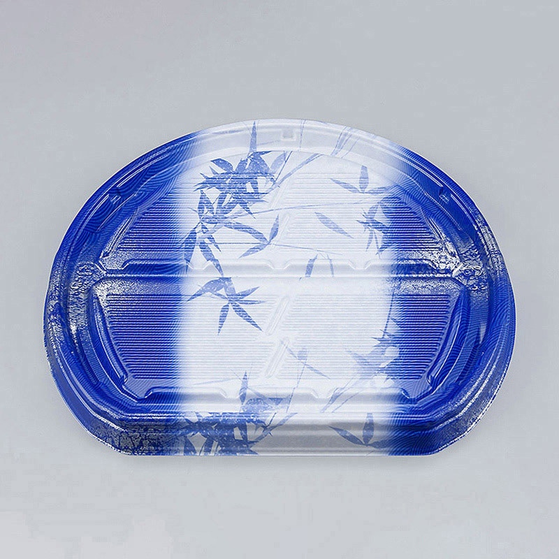 シーピー化成 刺身容器 UFハカマ板半月段 本体 4 すず葉青 50枚/袋(ご注文単位8袋)【直送品】