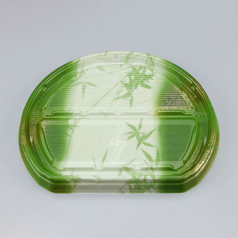 シーピー化成 刺身容器 UFハカマ板半月段 本体 4 すず葉緑 50枚/袋（ご注文単位8袋）【直送品】