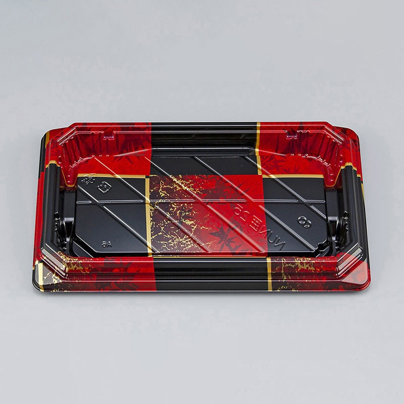 シーピー化成 寿司容器 NUN囲 本体 25 彩角赤 50枚/袋（ご注文単位12袋）【直送品】