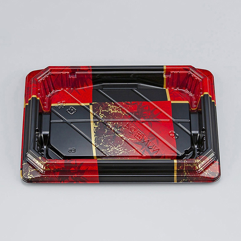 シーピー化成 寿司容器 NUN囲 本体 24 彩角赤 50枚/袋（ご注文単位16袋）【直送品】