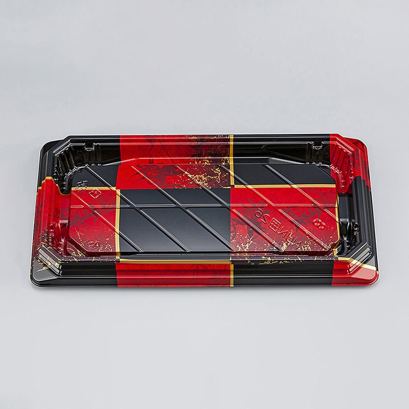 シーピー化成 寿司容器 NUN囲 本体 26 彩角赤 50枚/袋（ご注文単位12袋）【直送品】