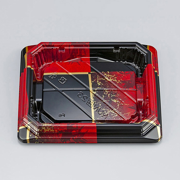 シーピー化成 寿司容器 NUN囲 本体 23 彩角赤 50枚/袋（ご注文単位18袋）【直送品】