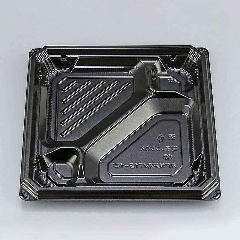 シーピー化成 弁当容器 BFNアルバ 本体 12-1平 黒 50枚/袋（ご注文単位8袋）【直送品】