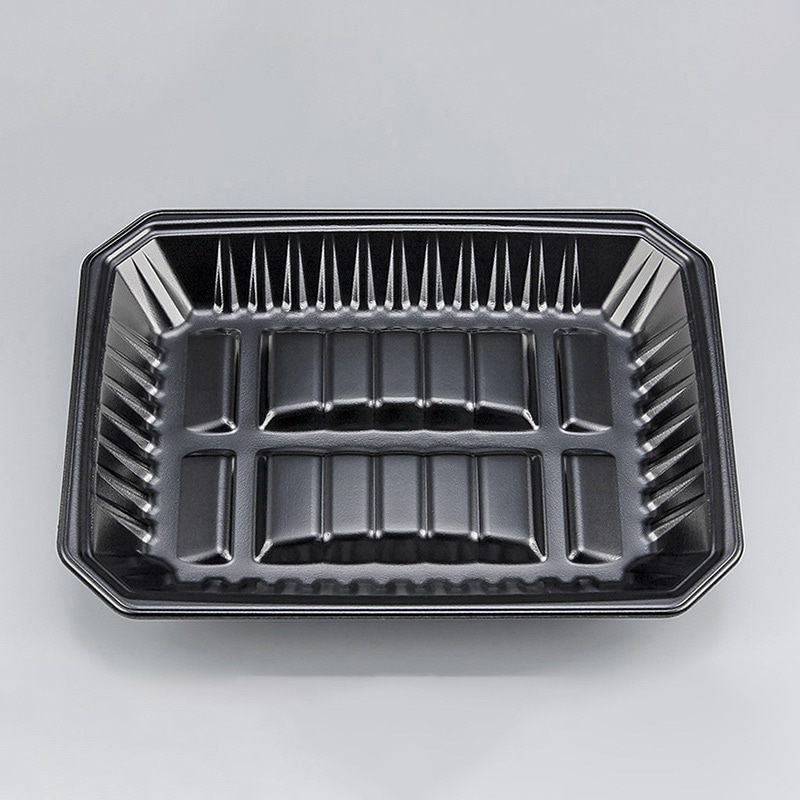 シーピー化成 精肉トレー 新L筏 29-22-37 黒 50枚/袋(ご注文単位8袋)【直送品】