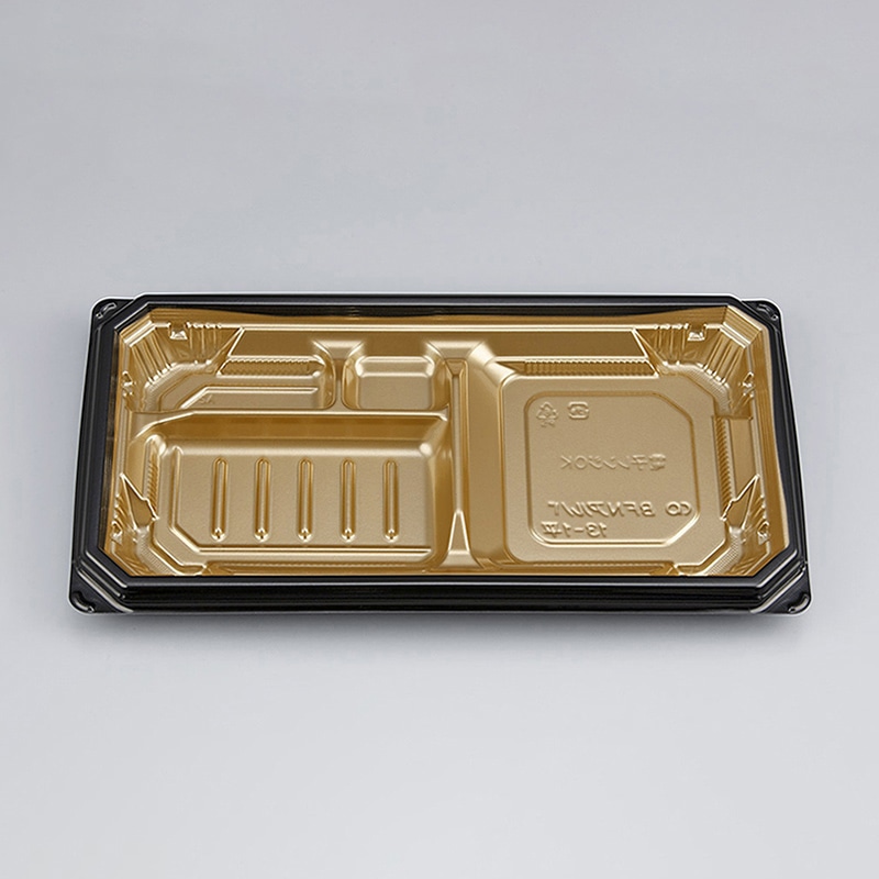 シーピー化成 弁当容器 BFNアルバ 本体 13-1平 本漆GB 50枚/袋（ご注文単位6袋）【直送品】