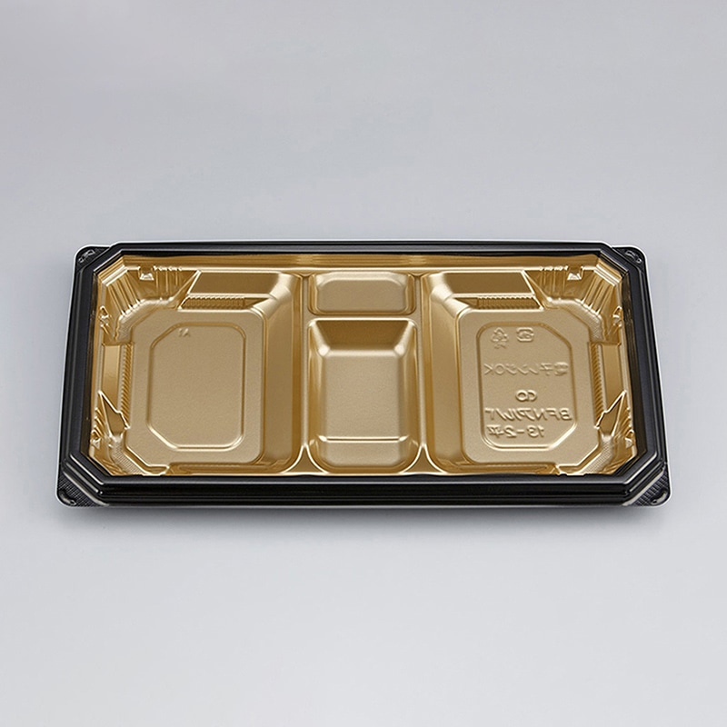 シーピー化成 弁当容器 BFNアルバ 本体 13-2平 本漆GB 50枚/袋（ご注文単位6袋）【直送品】