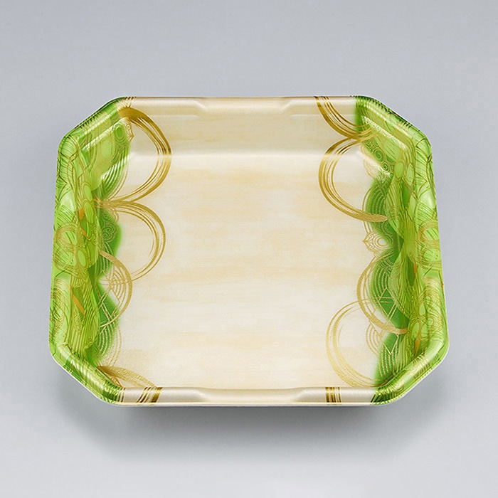 シーピー化成 精肉トレー L-カク 2 波瓦緑 50枚/袋（ご注文単位12袋）【直送品】