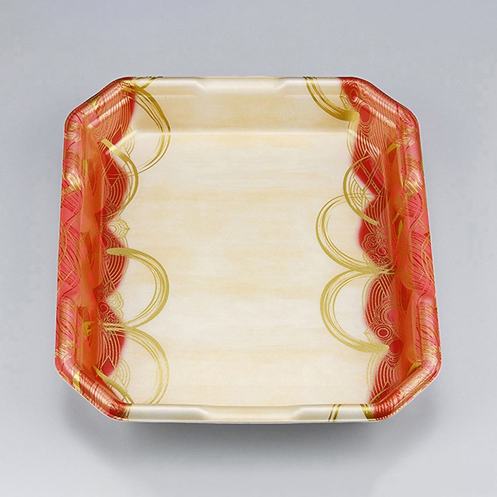 シーピー化成 精肉トレー L-カク 2.5 波瓦赤 50枚/袋(ご注文単位8袋)【直送品】