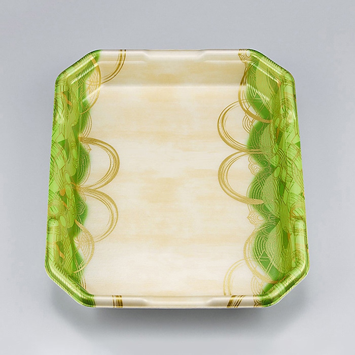 シーピー化成 精肉トレー L-カク 2.8 波瓦緑 50枚/袋(ご注文単位8袋)【直送品】