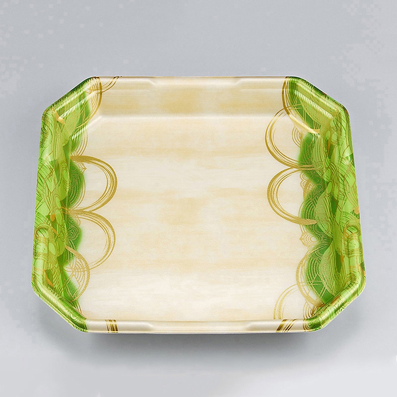 シーピー化成 精肉トレー L-カク 3 波瓦緑 50枚/袋（ご注文単位6袋）【直送品】