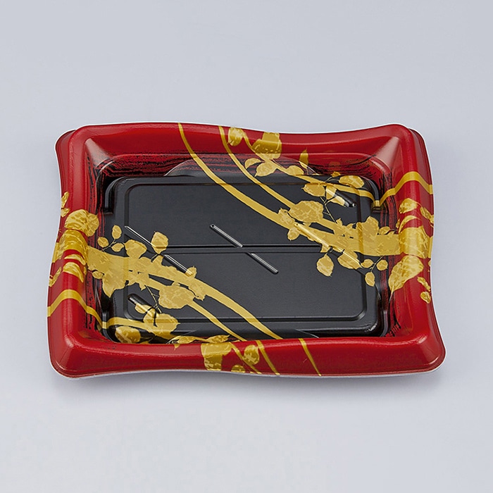 シーピー化成 寿司容器 SF瀬戸波 本体 23 綾糸赤 50枚/袋（ご注文単位18袋）【直送品】