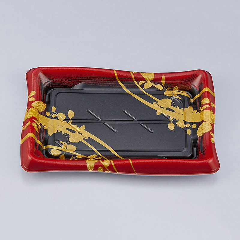 シーピー化成 寿司容器 SF瀬戸波 本体 24 綾糸赤 50枚/袋（ご注文単位16袋）【直送品】