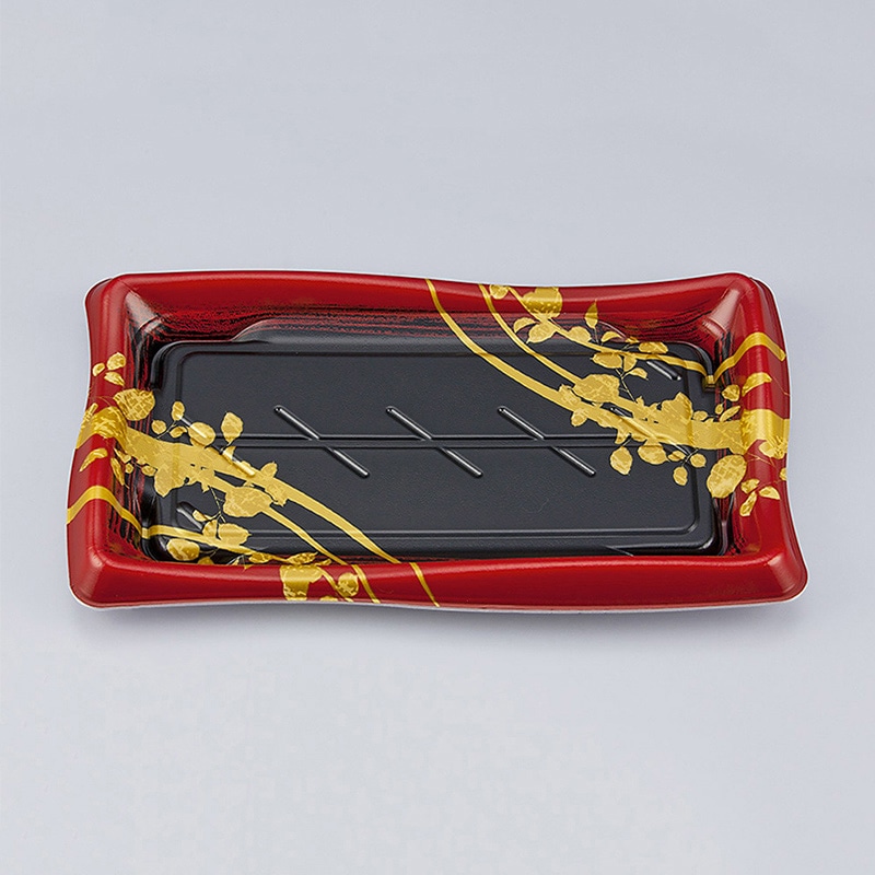 シーピー化成 寿司容器 SF瀬戸波 本体 25 綾糸赤 50枚/袋（ご注文単位12袋）【直送品】