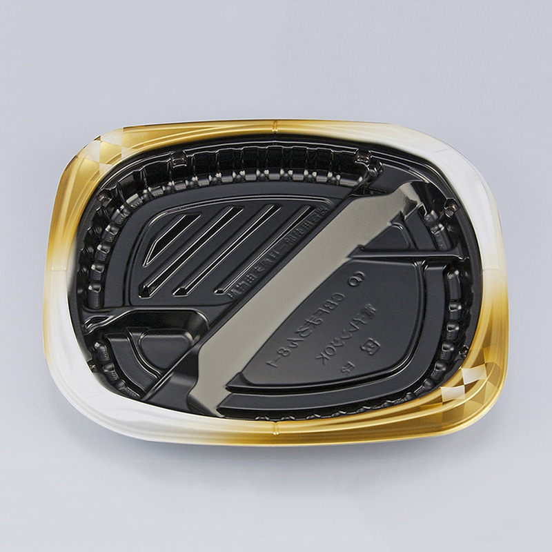 シーピー化成 弁当容器 CBFまろん 本体 8-1 ゴルトBW 50枚/袋(ご注文単位8袋)【直送品】