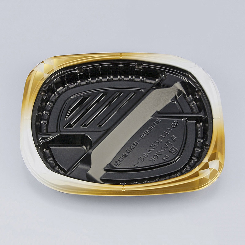 シーピー化成 弁当容器 CBFまろん 本体 8S-1 ゴルトBW 50枚/袋（ご注文単位12袋）【直送品】