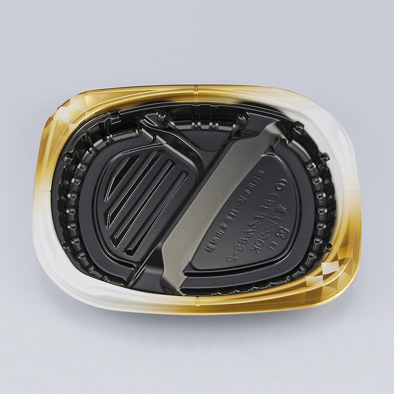 シーピー化成 弁当容器 CBFまろん 本体 8S-2 ゴルトBW 50枚/袋(ご注文単位12袋)【直送品】