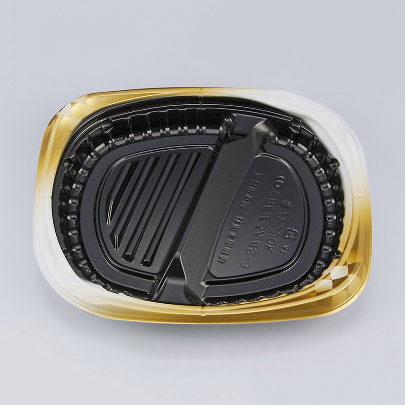 シーピー化成 弁当容器 CBFまろん 本体 8S-3 ゴルトBW 50枚/袋（ご注文単位12袋）【直送品】