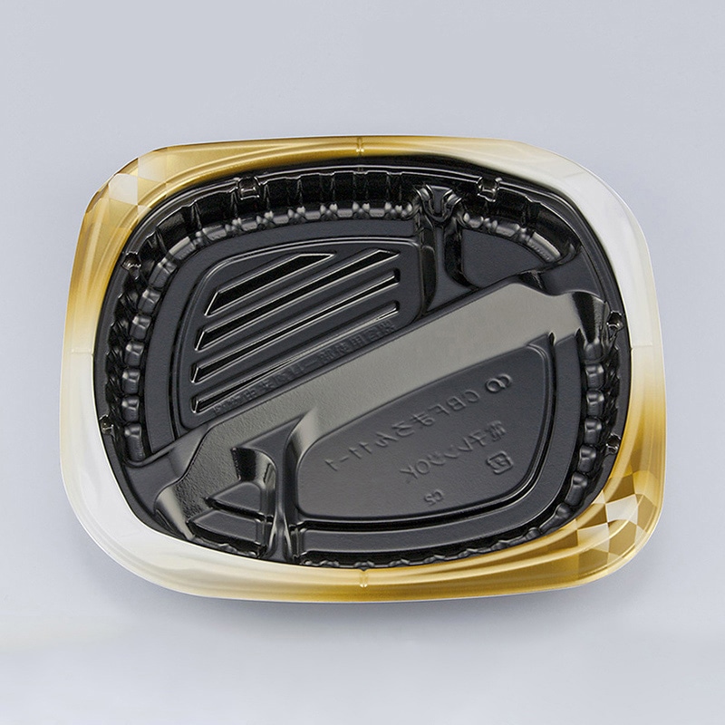 >シーピー化成 弁当容器 CBFまろん 本体 11-1 ゴルトBW 50枚/袋(ご注文単位8袋)【直送品】