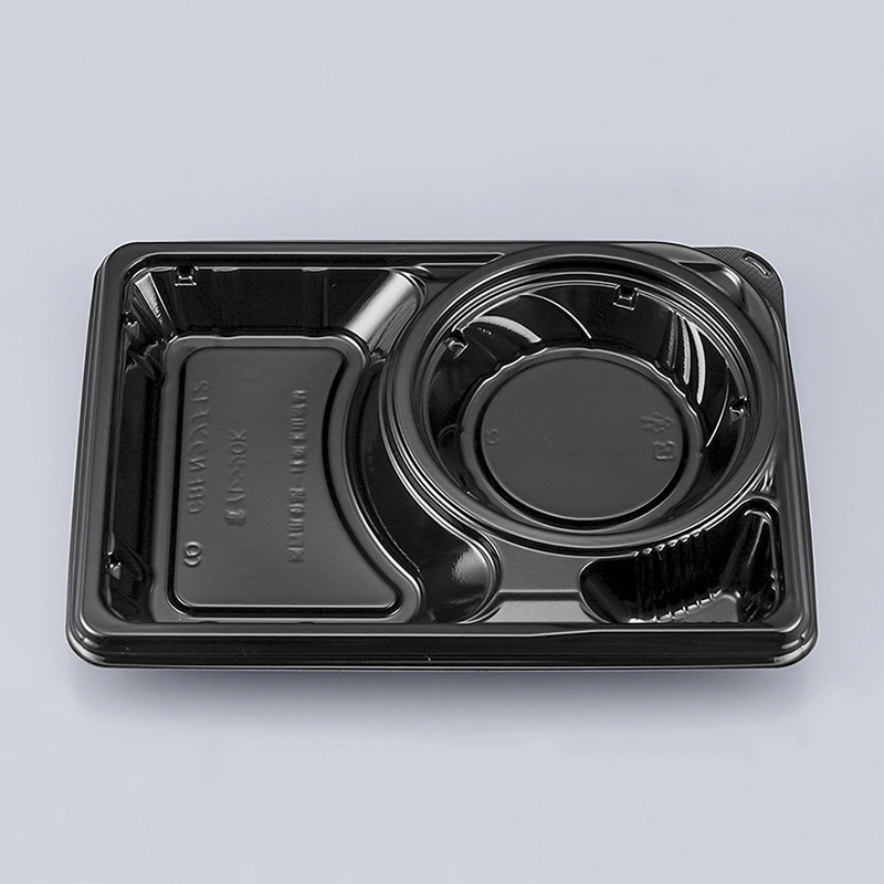 シーピー化成 弁当容器 CBFNランチ 本体 12 黒(R) 50枚/袋(ご注文単位8袋)【直送品】