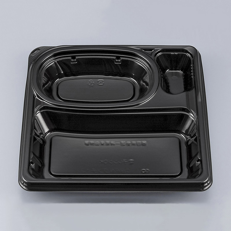 シーピー化成 弁当容器 CBFNランチ 本体 13 黒(R) 50枚/袋(ご注文単位8袋)【直送品】