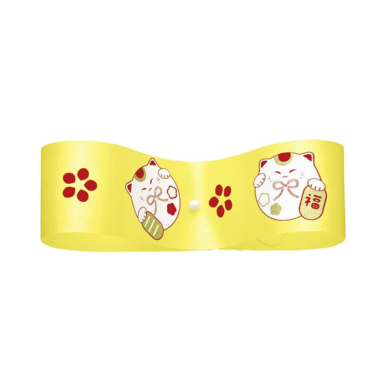 東京リボン リボン 福ものリボン 11703 24mm×19m 2 招き猫きいろ 1巻（ご注文単位1巻）【直送品】