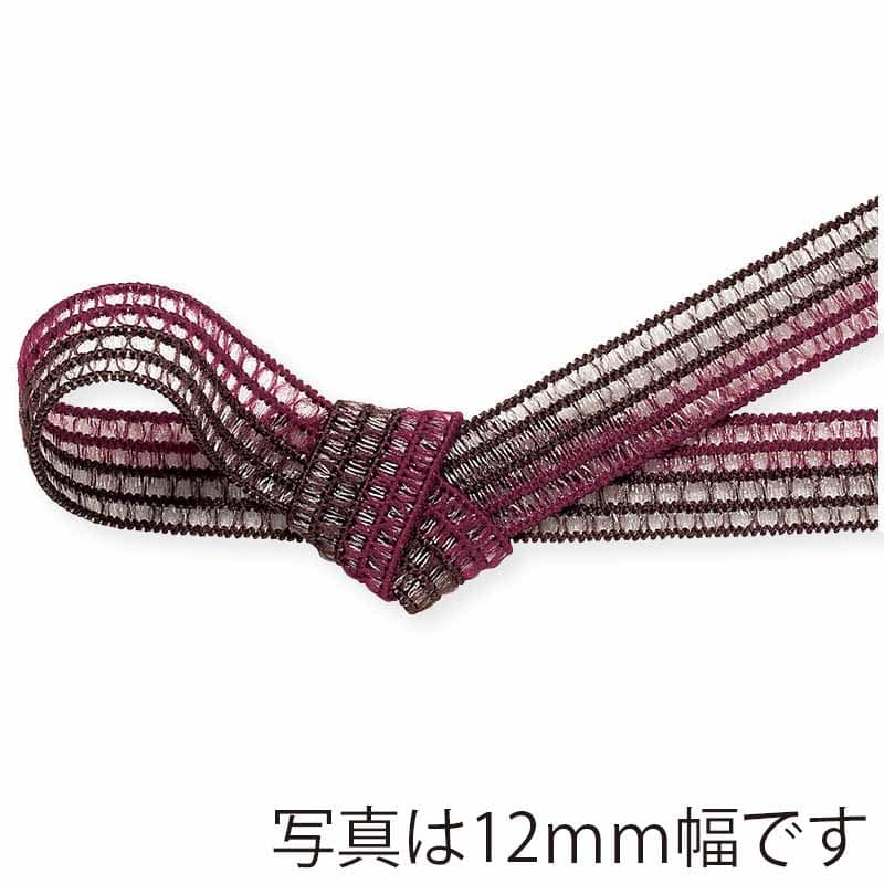 東京リボン ゴムリボン GR・レーシア/ツートン 40985 8×19 #19 ワイン/チョコ 1巻(ご注文単位1巻)【直送品】