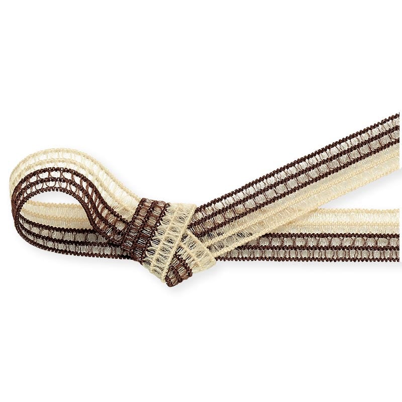 東京リボン ゴムリボン GR・レーシア/ツートン 40986 12×19 #18 ベージュ/チョコ 1巻(ご注文単位1巻)【直送品】