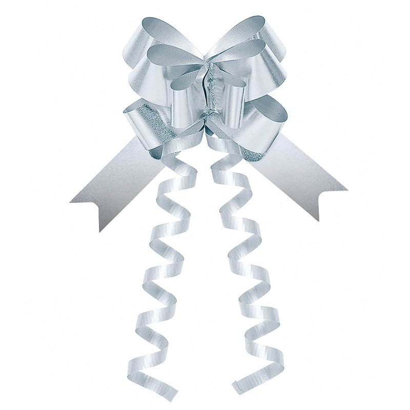 東京リボン ワンタッチリボン　リボンボウメタ　45000 15×34　50枚 #45　シルバー 1箱（ご注文単位1箱）【直送品】