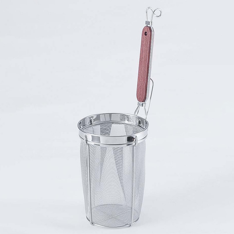 ピーコック 18-8 木柄ラーメン・パスタあげ 底平(16メッシュ) 1個(ご注文単位1個)【直送品】