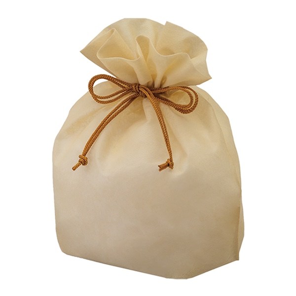 エーワン 不織布袋 巾着袋 大 プレーン ベージュ LP0056AI00 20枚/束（ご注文単位1束）【直送品】