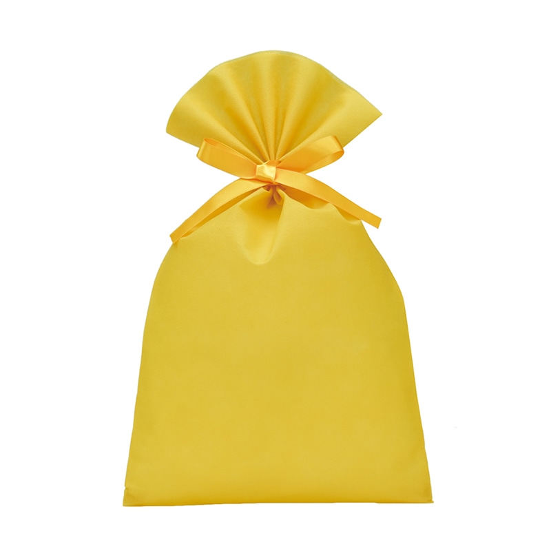 エーワン 不織布平袋 ソフトバッグベーシック 2穴リボン巾着 S5 イエロー LS0125NL00 50枚/束（ご注文単位1束）【直送品】