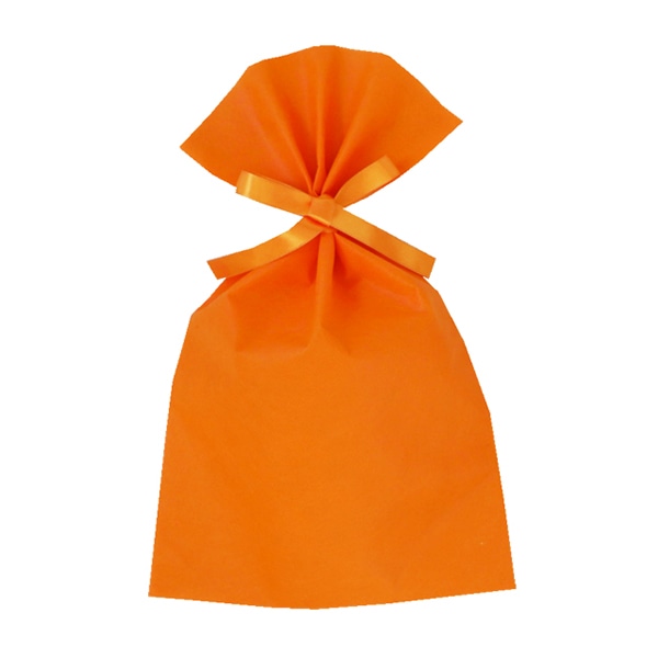 エーワン 不織布平袋 ソフトバッグベーシック 2穴リボン巾着 S5 オレンジ LS0125NF00 50枚/束（ご注文単位1束）【直送品】