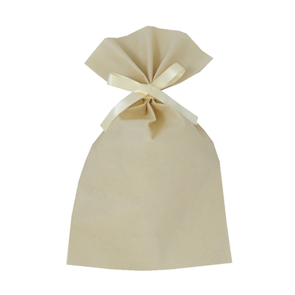 エーワン 不織布平袋 ソフトバッグベーシック 2穴リボン巾着 S5 ベージュ LS0125NI00 50枚/束（ご注文単位1束）【直送品】