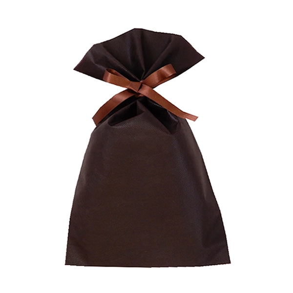 エーワン 不織布平袋 ソフトバッグベーシック 2穴リボン巾着 S5 ダークブラウン LS0125NB00 50枚/束（ご注文単位1束）【直送品】