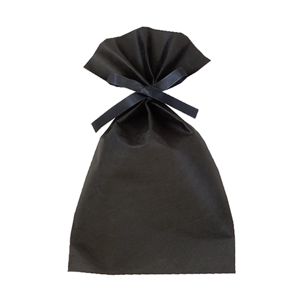 エーワン 不織布平袋 ソフトバッグベーシック 2穴リボン巾着 S5 黒 LS0125NR00 50枚/束（ご注文単位1束）【直送品】