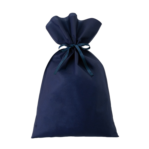 エーワン 不織布平袋 ソフトバッグベーシック 2穴リボン巾着 S8 厚タイプ 紺 LS0138AT00 50枚/束（ご注文単位1束）【直送品】