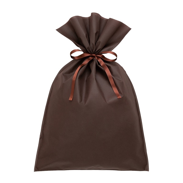 エーワン 不織布平袋 ソフトバッグベーシック 2穴リボン巾着 S8 厚タイプ ダークブラウン LS0138AB00 50枚/束（ご注文単位1束）【直送品】