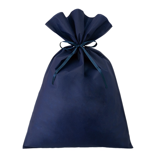 エーワン 不織布平袋 ソフトバッグベーシック 2穴リボン巾着 S9 厚タイプ 紺 LS0139AT00 50枚/束（ご注文単位1束）【直送品】