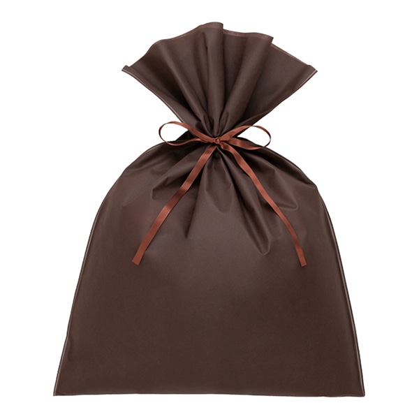 エーワン 不織布平袋 ソフトバッグベーシック 2穴リボン巾着 S9 厚タイプ ダークブラウン LS0139AB00 50枚/束（ご注文単位1束）【直送品】
