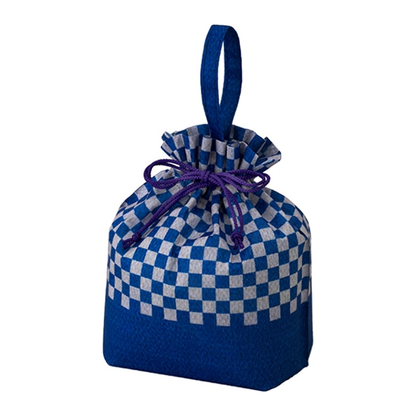 エーワン 不織布袋 和柄手提げ巾着 FP 市松 紺 LA0380AC00 50枚/束（ご注文単位1束）【直送品】