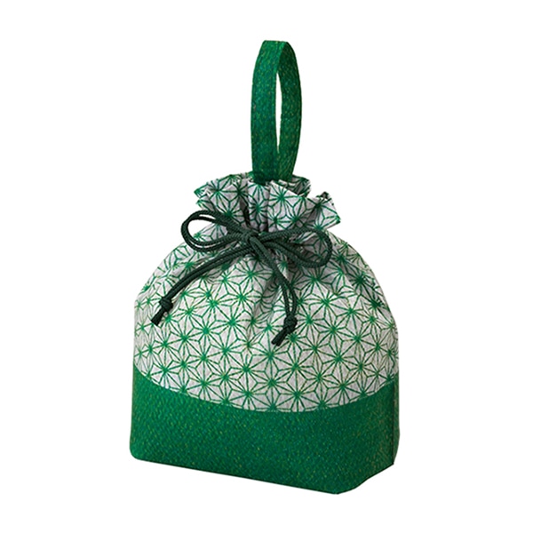 エーワン 不織布袋 和柄手提げ巾着 FP 麻の葉 グリーン LA0381AB00 50枚/束（ご注文単位1束）【直送品】