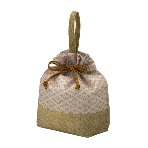 エーワン 不織布袋 和柄手提げ巾着 FP 花菱 からし LA0382AC00 50枚/束（ご注文単位1束）【直送品】