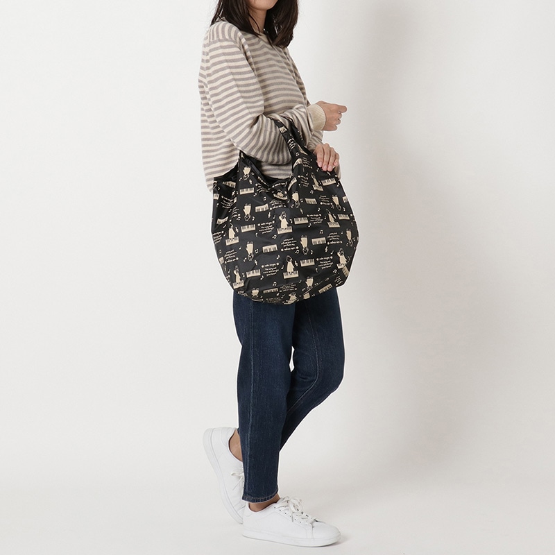 優美社 コンパクトエコバック 4R45 クロ 1個(ご注文単位1個)【直送品】